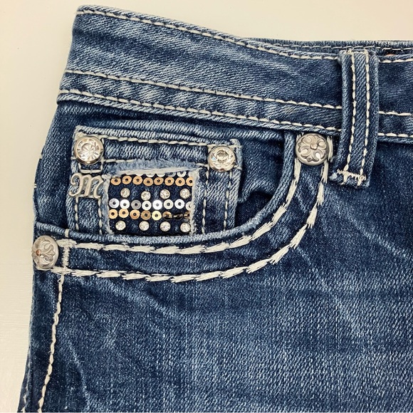 Miss Me Vintage Wash Rhinestone Bootcut Jeans - Picture 5 of 14